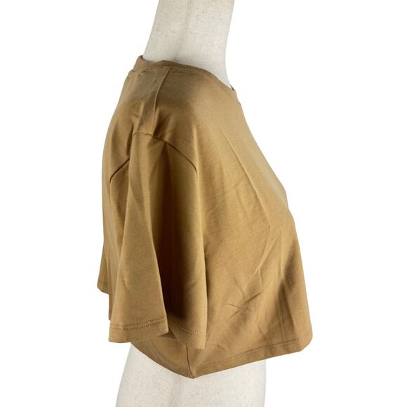 ABOUND CROPPED SHORT SLEEVE HIGH NECK TEE IN TAN CARTOUCHE NWT WOMEN'S SIZE‎ XS - Picture 3 of 9